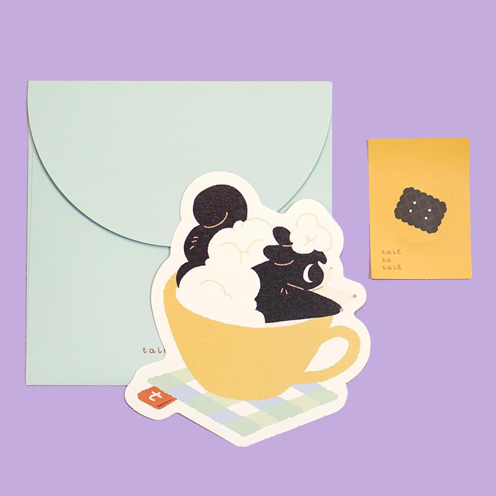 카푸치노 퍼지 카드 엽서 & 봉투 세트