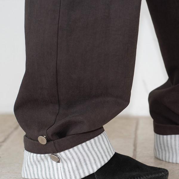 [2차 10/15출고] WIDE CUFFS COTTON PANTS (BROWN)