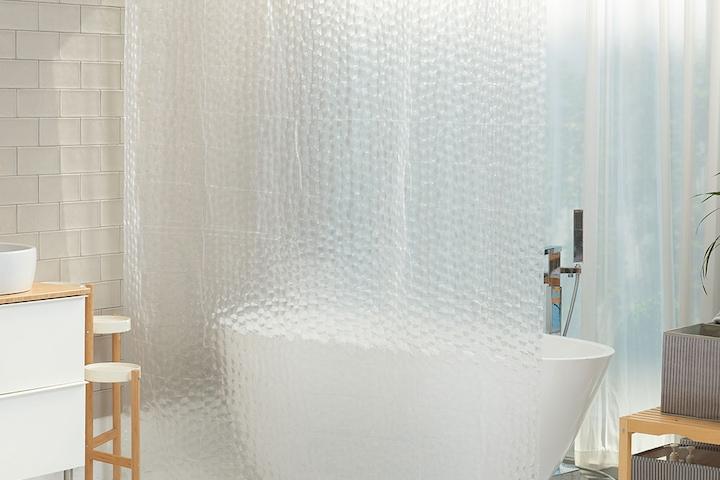 안티곰팡이 방수 3D 투명 욕실 샤워커튼_워터큐브 2size (커튼링 증정)