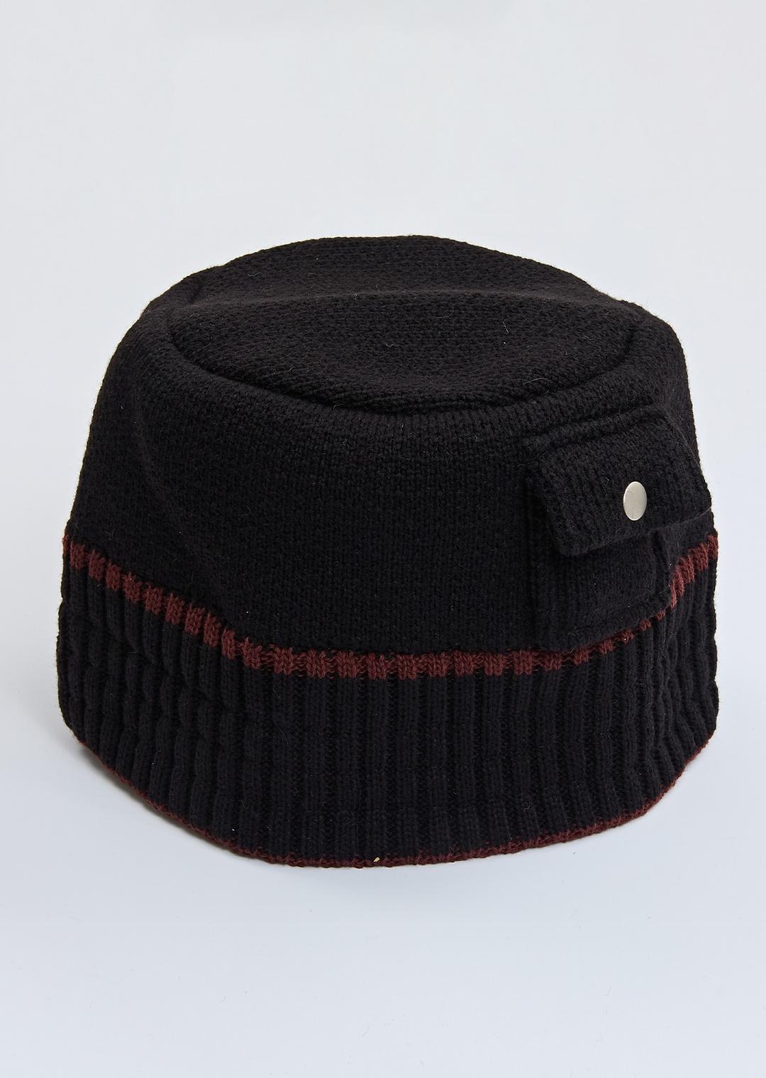 knit pocket bucket hat (BLACK)
