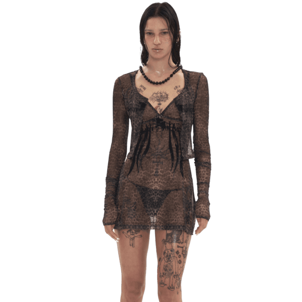 [ PRE-ORDER / Takes approx 4 weeks ] LEOPARD MESH CARDIGAN