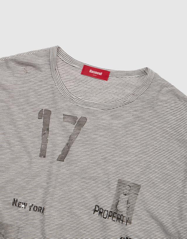’State:17‘ Printed Stripe T-Shirt (Black)