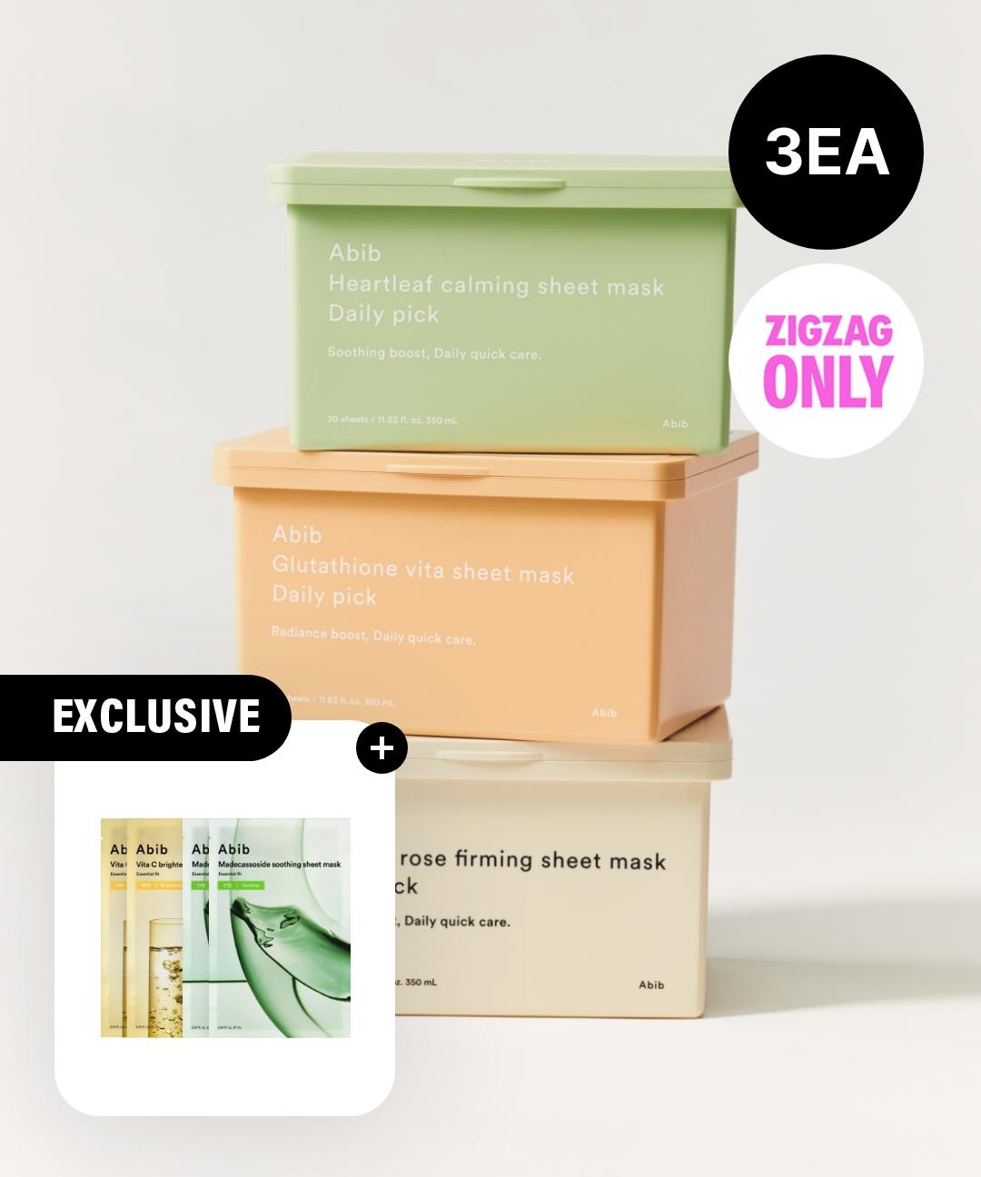 아비브 [1일1팩/3️⃣세트] 아비브 뽑아쓰는 시트 마스크 데일리 픽 30매 트리오 세트 (+마스크팩 4매)