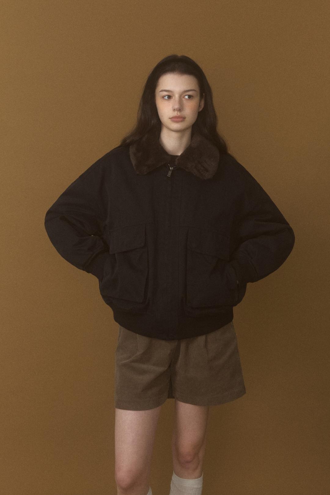 Aron utility cotton padded jumper (black)