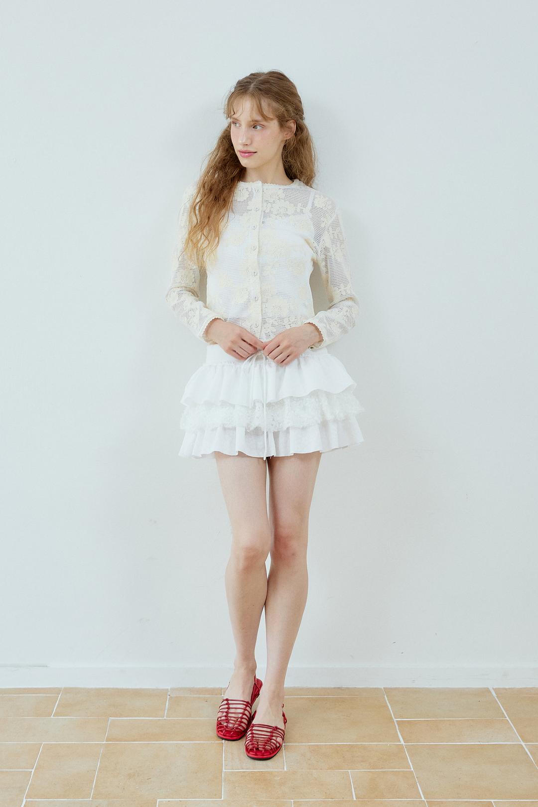 FLOWER FRILL SKIRT(IVORY)