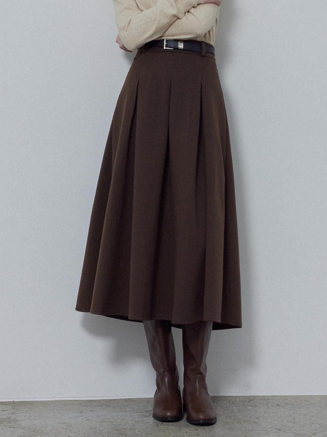 르 스튜디오 PLEATED BACK BANDED LONG SKIRT_BROWN LS254SK022CBR