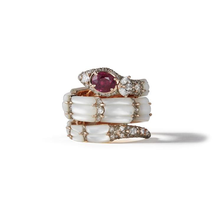 WHITE SNAKE RUBY RING