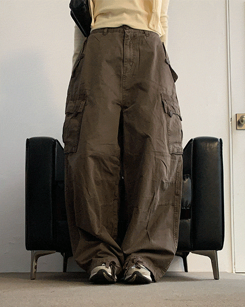 테이핑 다잉 포켓 카고 벌룬 팬츠 (2color)