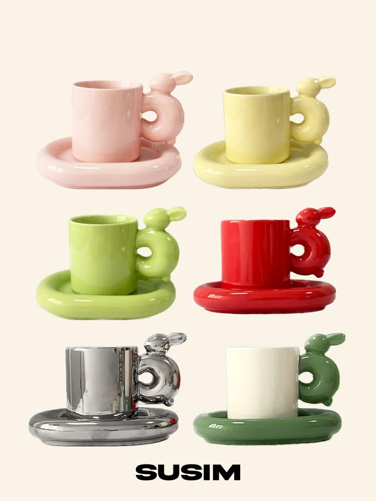 수심 Rabbit Cup(6 color) 토끼 머그컵 손잡이 래빗 귀여운 통통한 뭉툭 컵