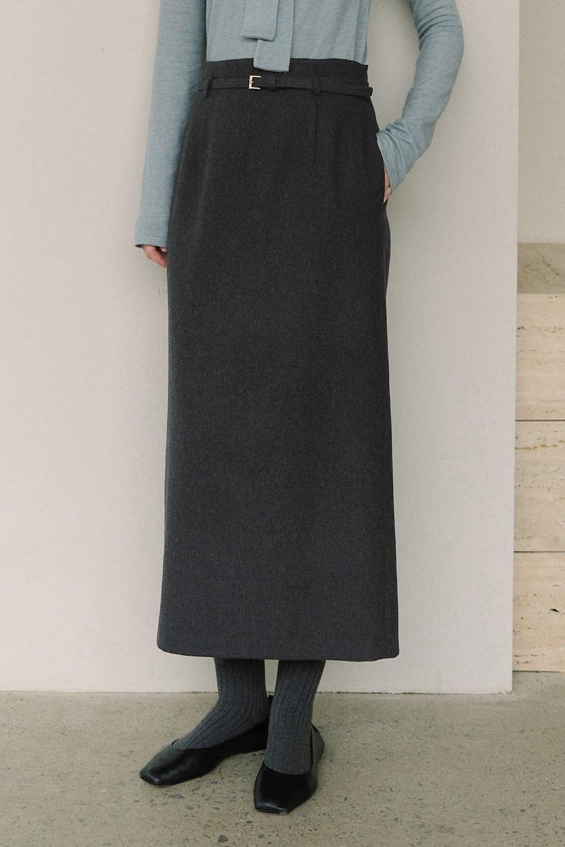 레니 울 벨트 스커트 (Charcoal)