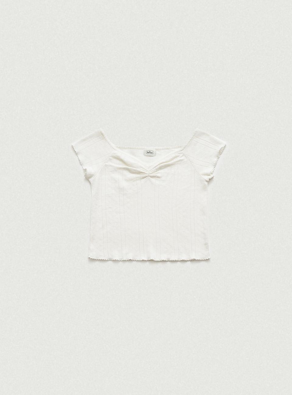 Cotton Eyelet Pintuck Knit Top_Ivory