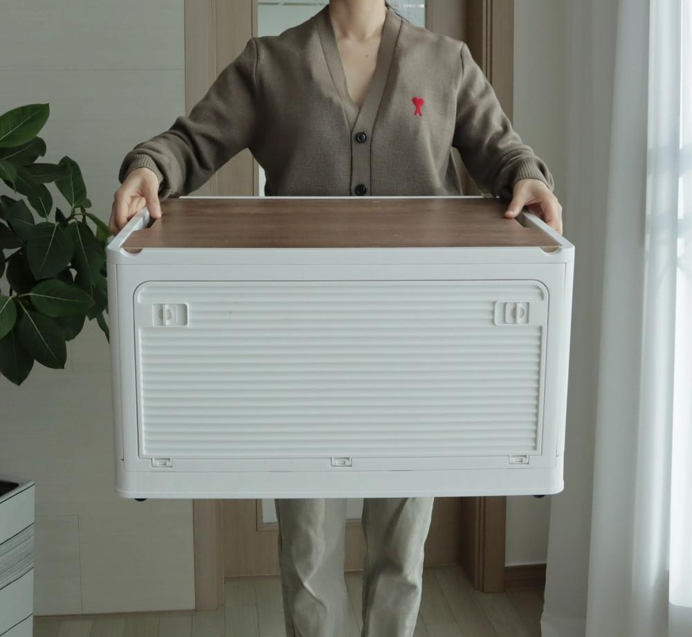 대형 리빙박스 오픈형 옷 정리함 대용량 수납 펜트리 폴딩 화이트 56l