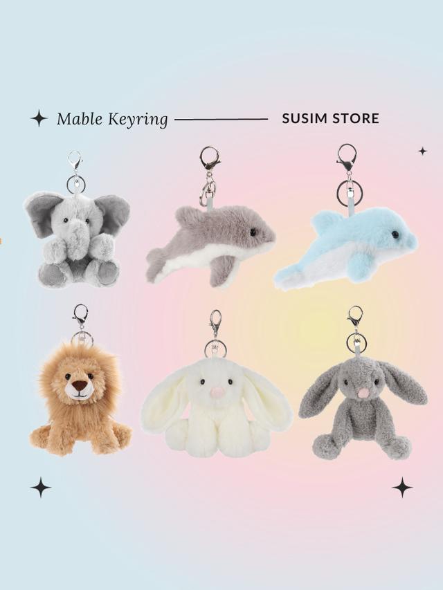 수심 Marble Keyring(9 Type) 마블 키링 동물 토끼 돌고래 코끼리 코알라