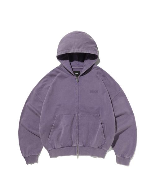 CROPPED WASHED HOOD ZIP UP [PURPLE]