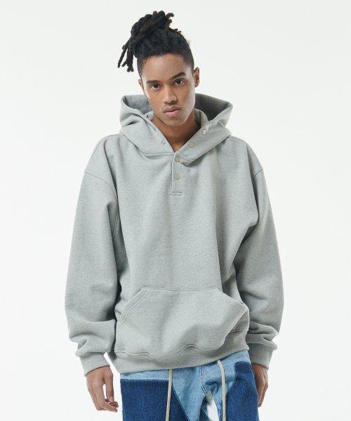 22SS01AT25 스냅 버튼 오버핏 후드티 (멜란지)