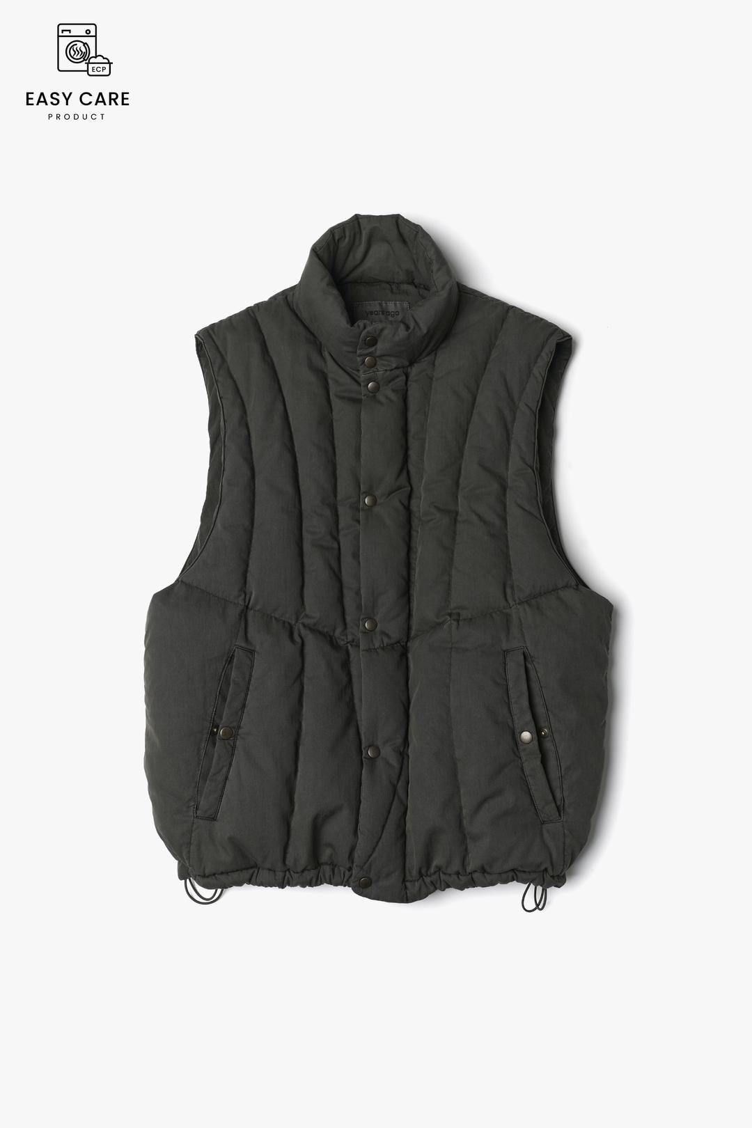 OVERDYED KHAKI LIFE GOOSE DOWN PUFFER VEST (ECP HAND WASH TEST)