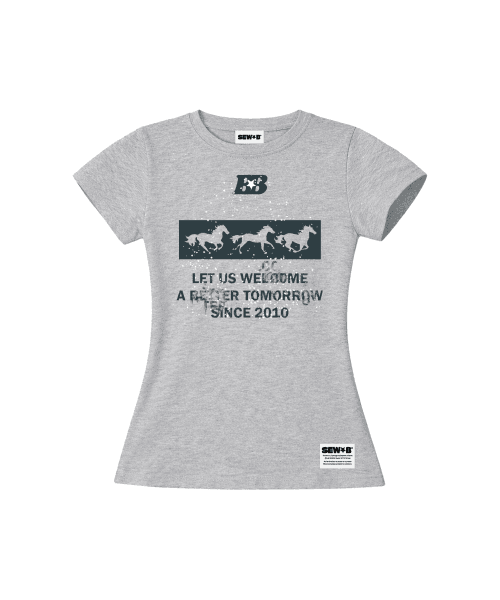 b3 세미크롭 반팔티 [그레이 멜란지]