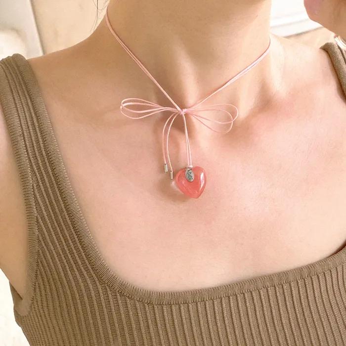 watermelon jam heart necklace 하트 목걸이