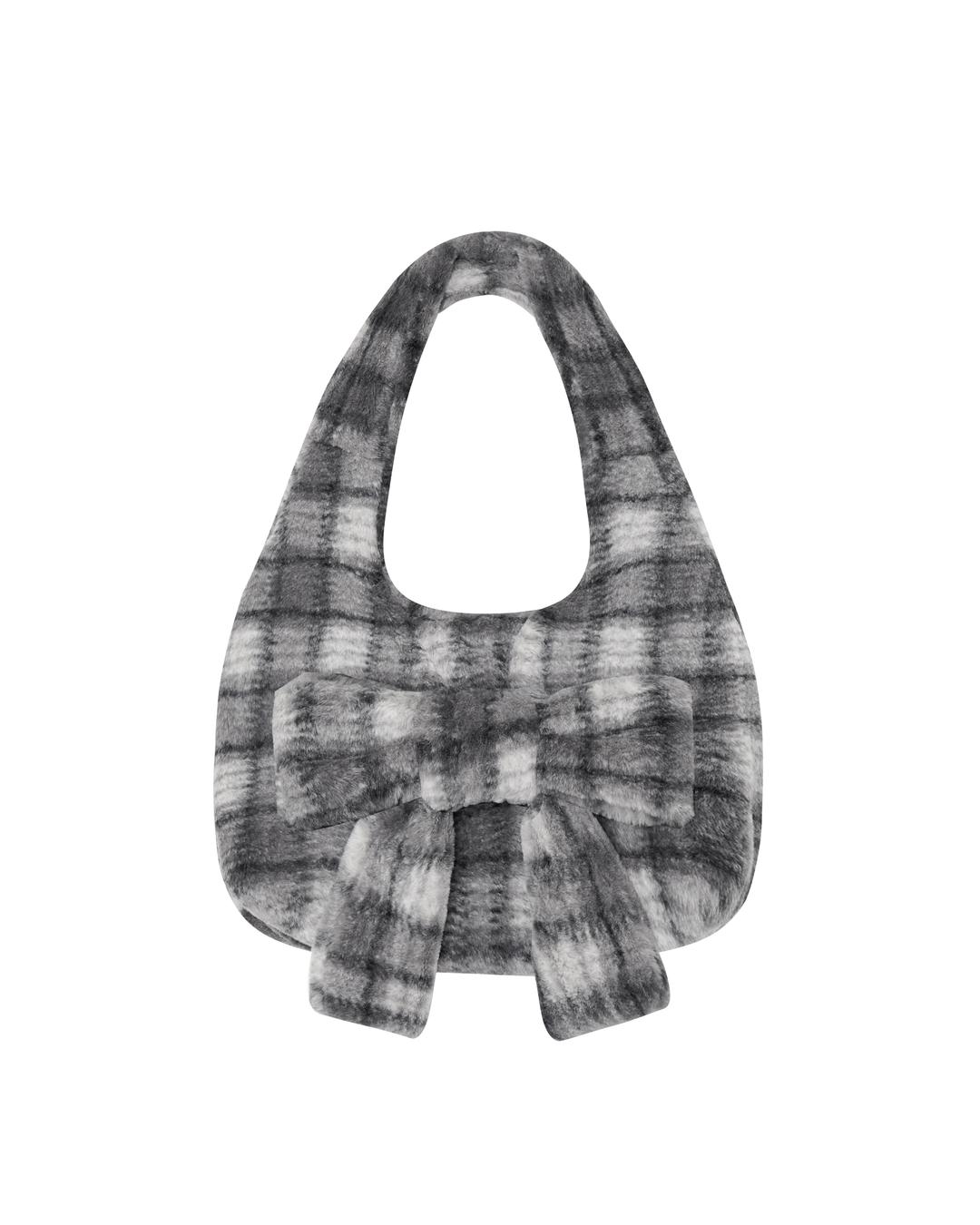 CHECK FLUFFY SHOULDER BAG