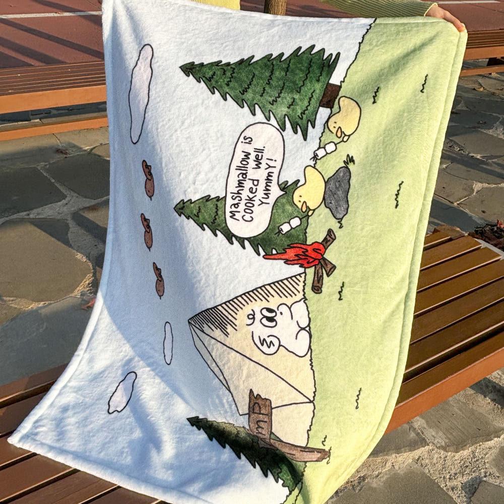 귀여운 캐릭터 일러스트 무릎담요 2type 캠핑퍼피