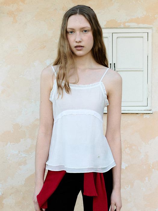 FRILL FLARE SLEEVELESS WHITE
