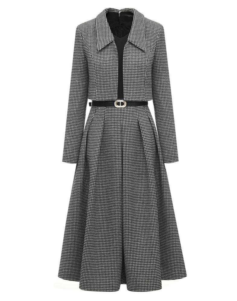 크롭 자켓 레이어드 원피스 MXDAWO1240-BK