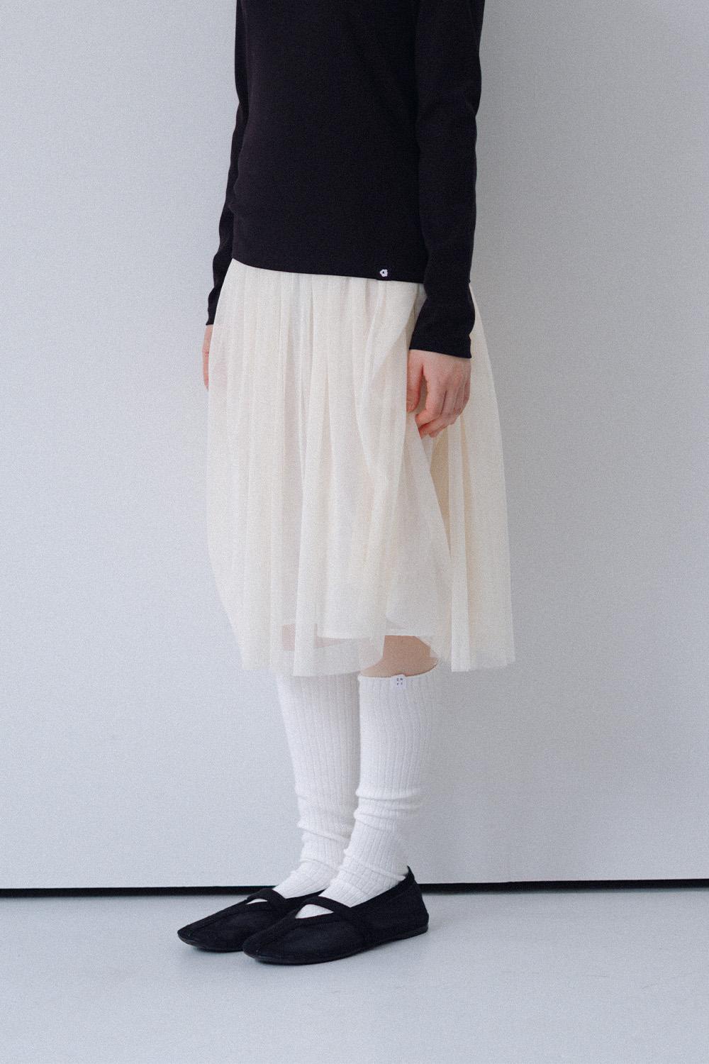 SHEER DRAPE BANDING SKIRT, IVORY