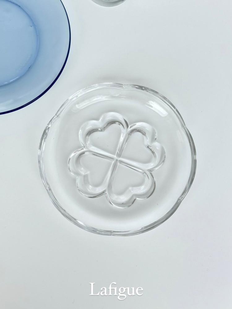 [2차] 클로버 디저트 플레이트 투명 유리접시