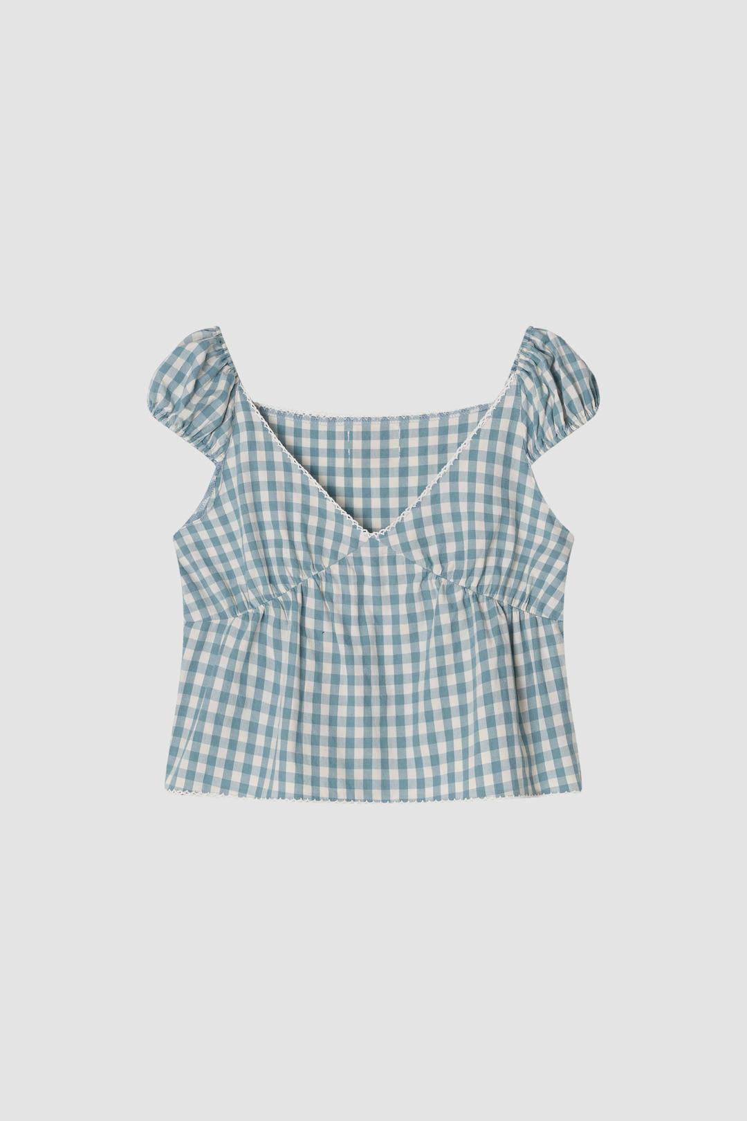 3rd) Sarah Blue check Blouse
