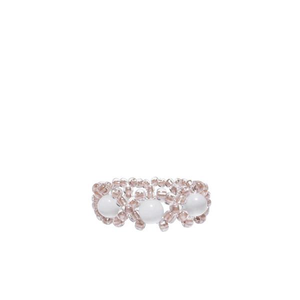Cat's Eye Check Beads Ring (Beige)