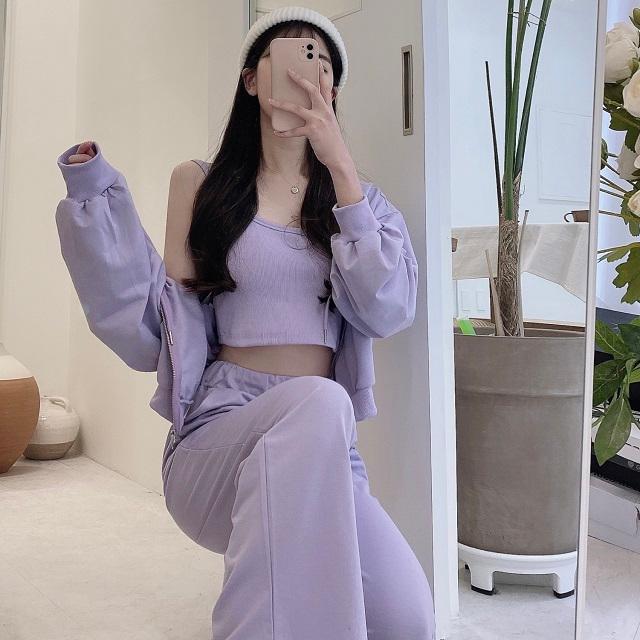 체리미 [힙걸~6Color] 파스텔 크롭 나시&후드집업+와이드 팬츠