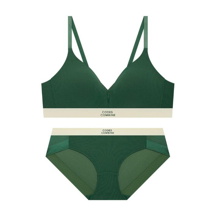 [2컬러] 브이컷 골지라인 노와이어 브라