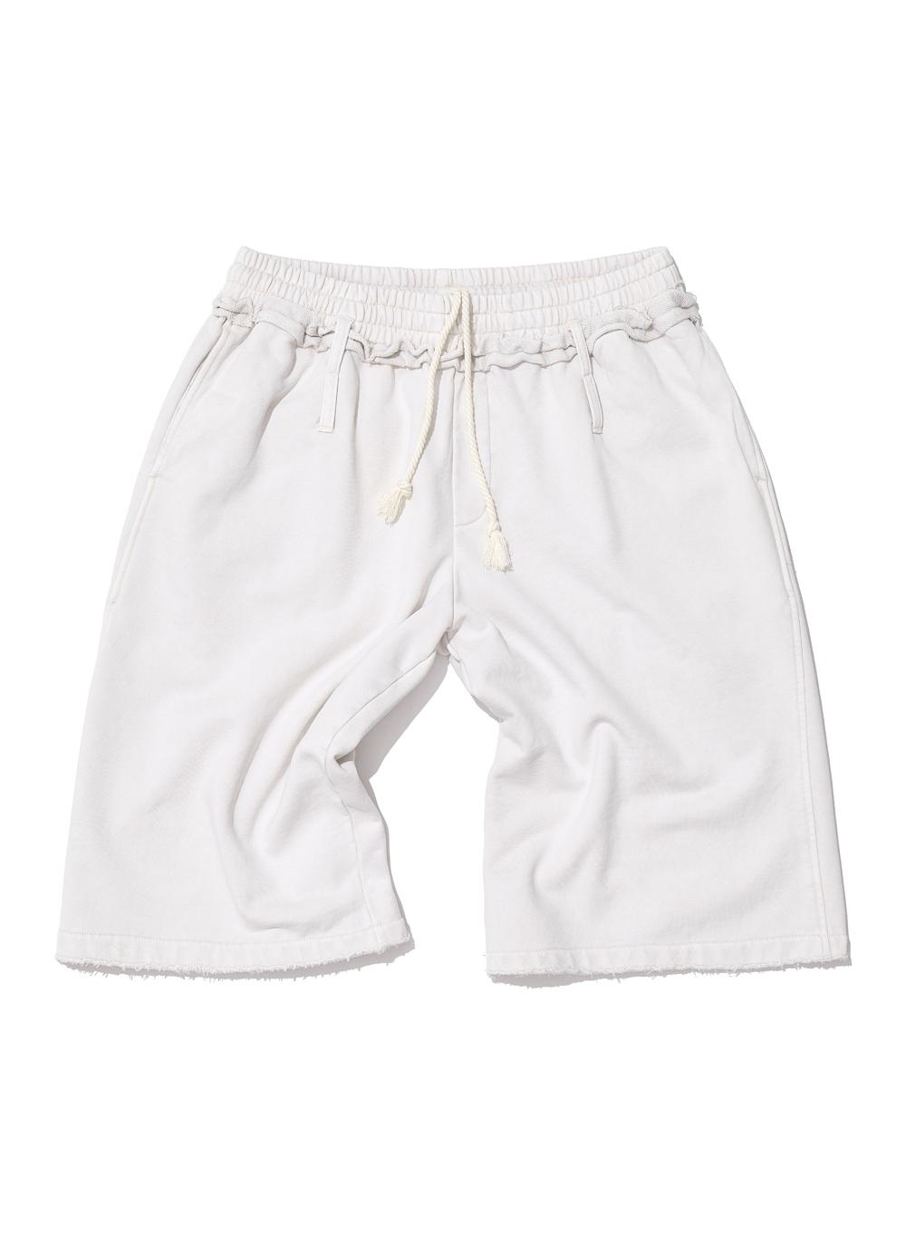 [WOMEN] CUT-OFF WASHED TERRY BERMUDA SHORTS_ECRU