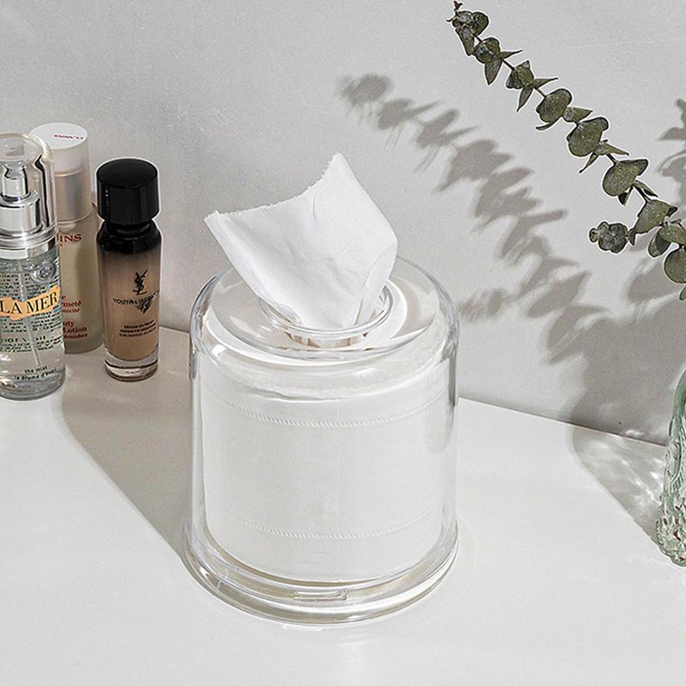 원형 투명 아크릴 두루마리 롤 휴지케이스