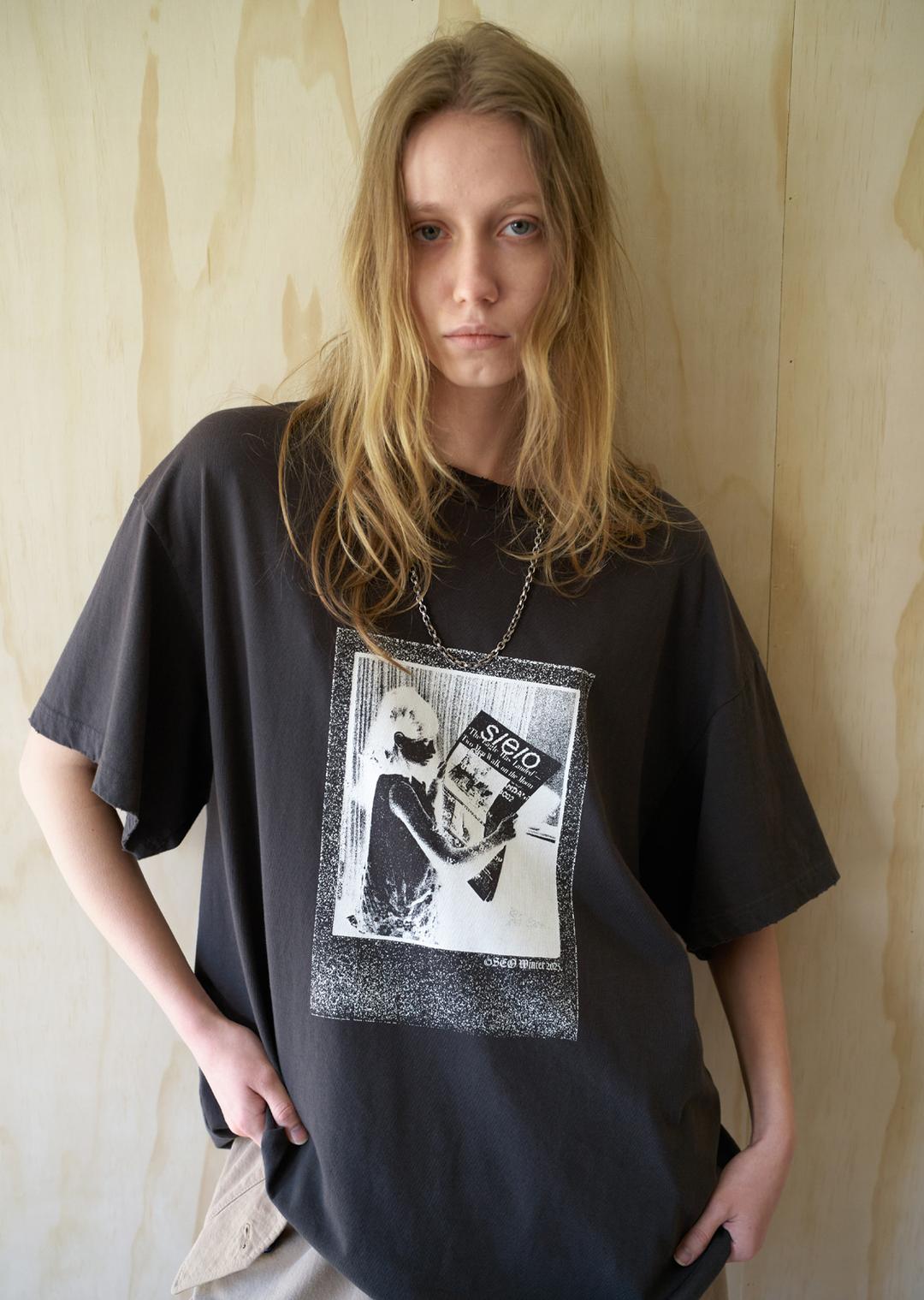 DISTRESSED GIRL T-SHIRT CHARCOAL