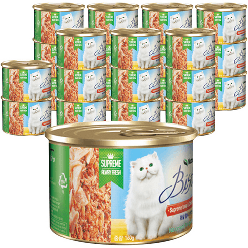 비스트로 고양이용 흰살참치와 닭안심 캔, 참치, 160g, 24개 - 습식/소프트사료 | 쿠팡