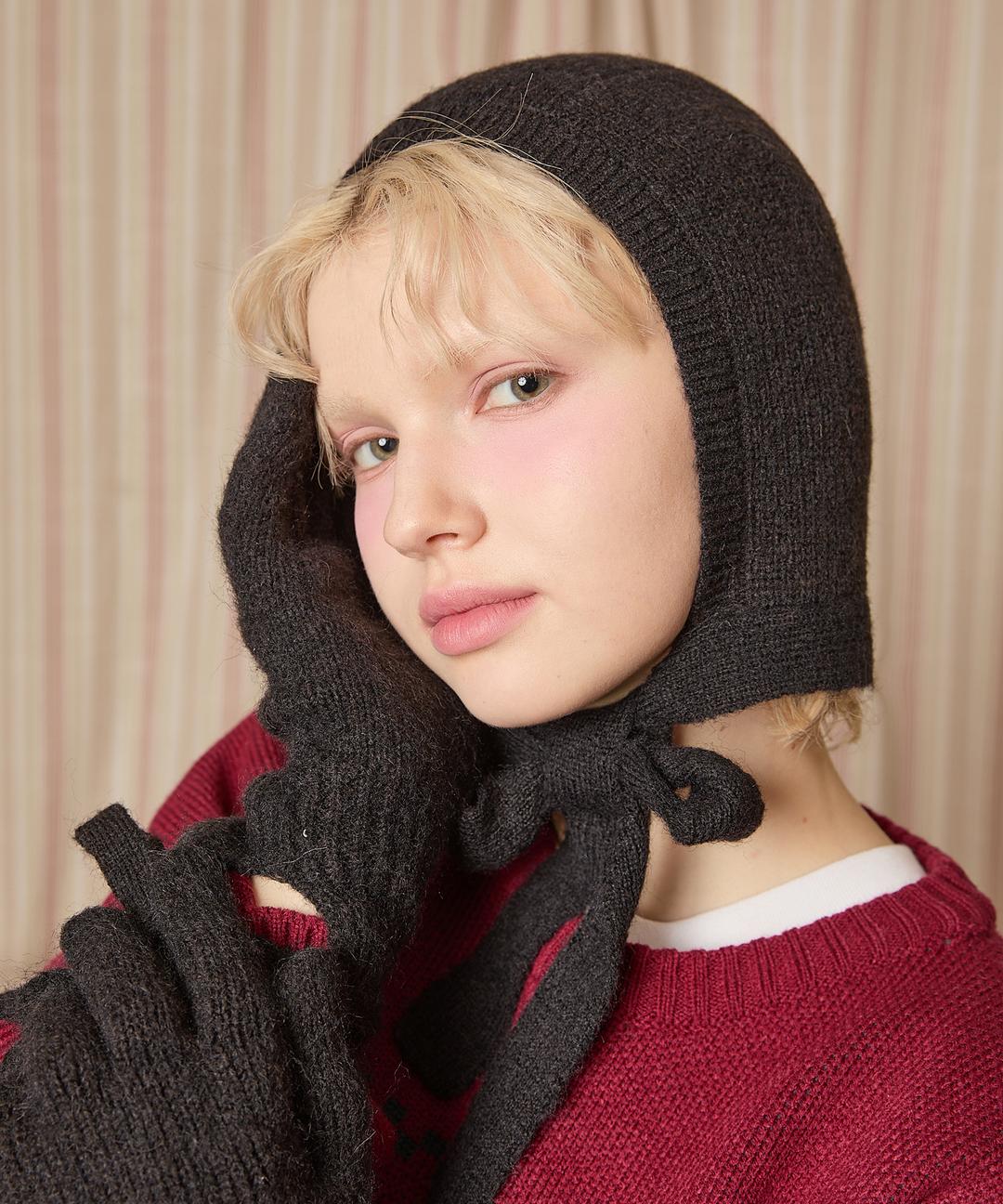 헤어리 리본 바라클라바 블랙