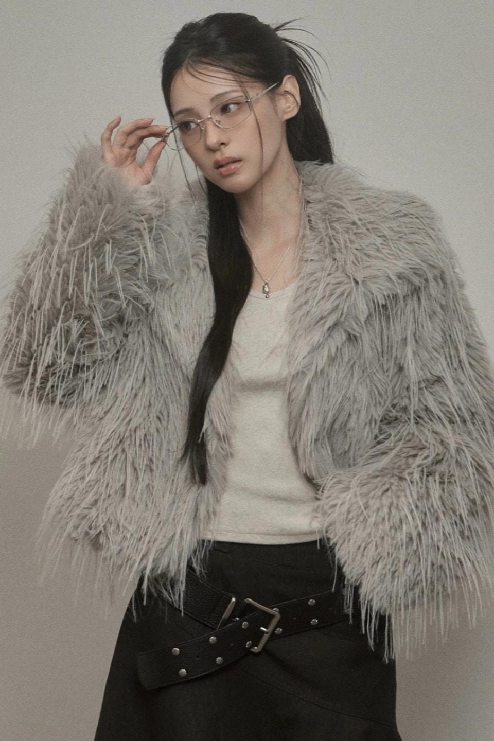 Shaggy Fur Jacket (light gray)