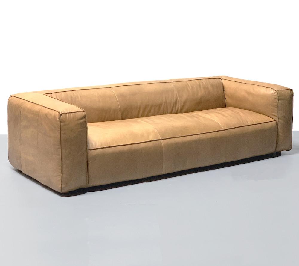 히어퍼니처 카페 인테리어 브라운 소가죽 3인 소파[HFS-62]