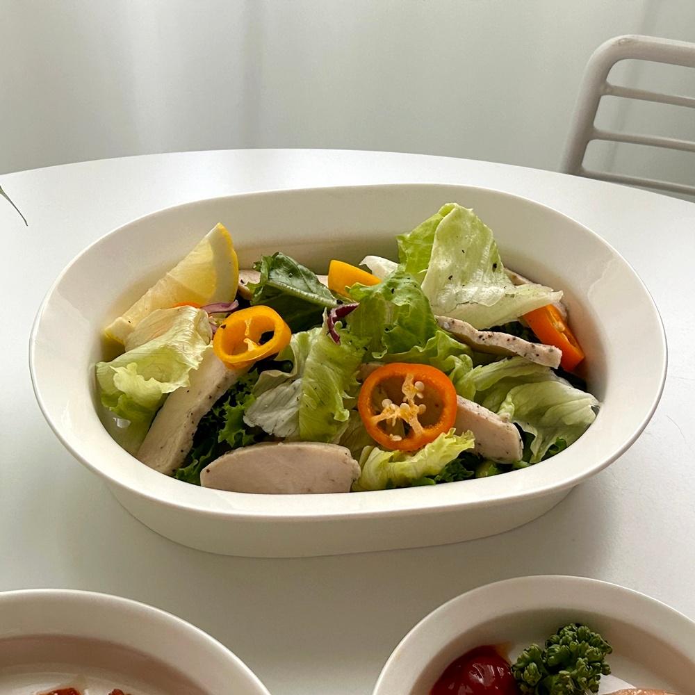 모던블랑 오벌볼 파스타 샐러드 브런치 그릇