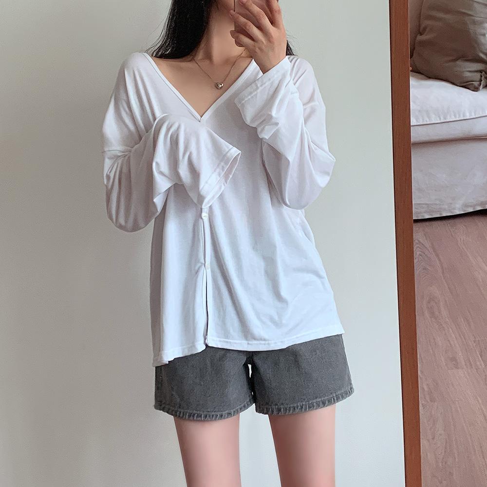 위드더윈드 [찰랑찰랑/여리핏] #장마룩 필수템~, #에어컨바람_햇빛 차단~, 여름 루즈핏 레이어드 브이넥 가디건 긴팔 티셔츠