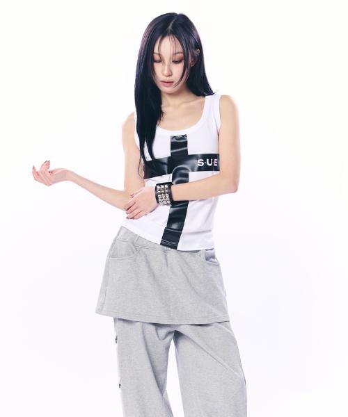 LOGO CROSS SLEEVELESS TOP / WHITE