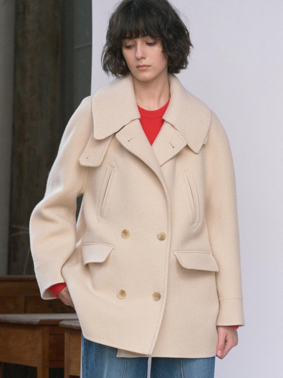 Knit Collar Midi Pea Coat VC2499CT903M