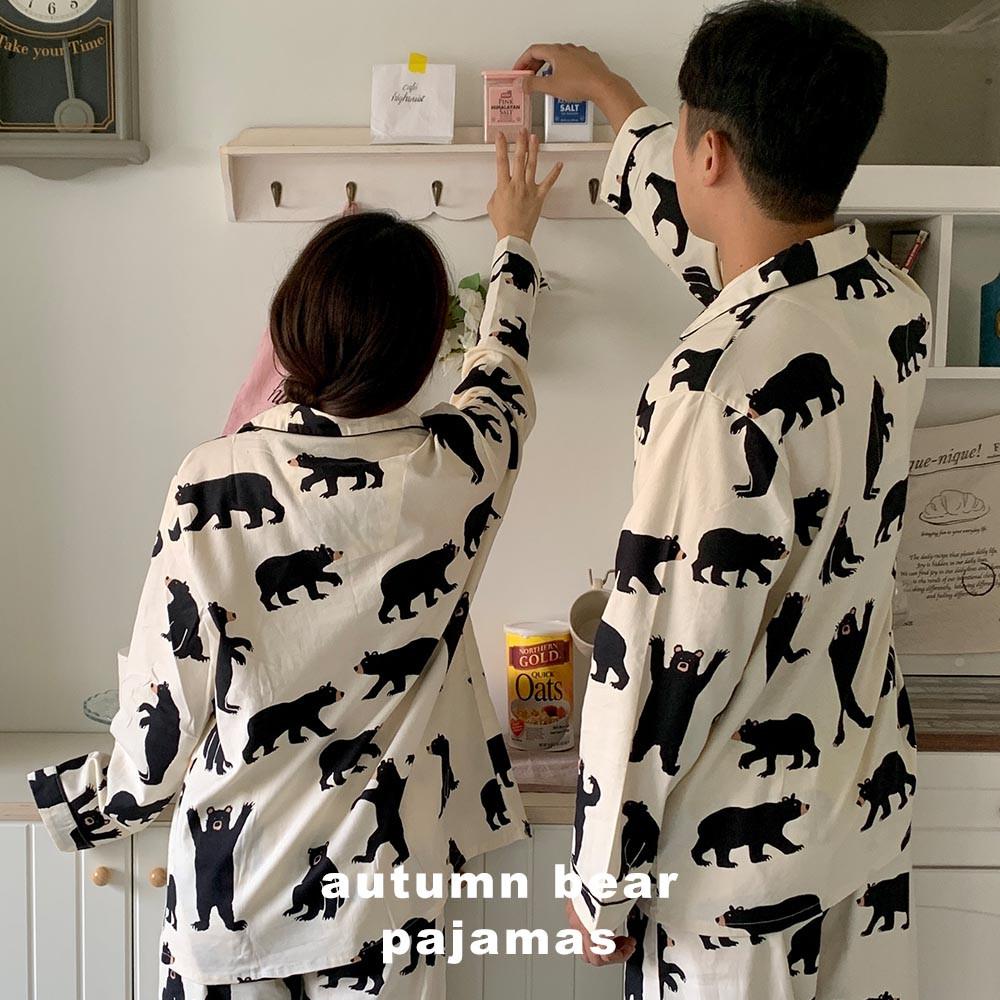 [커플잠옷] 어텀베어 귀여운 곰돌이 베어 기모 긴팔 가을 신혼 선물 파자마 우정 파티