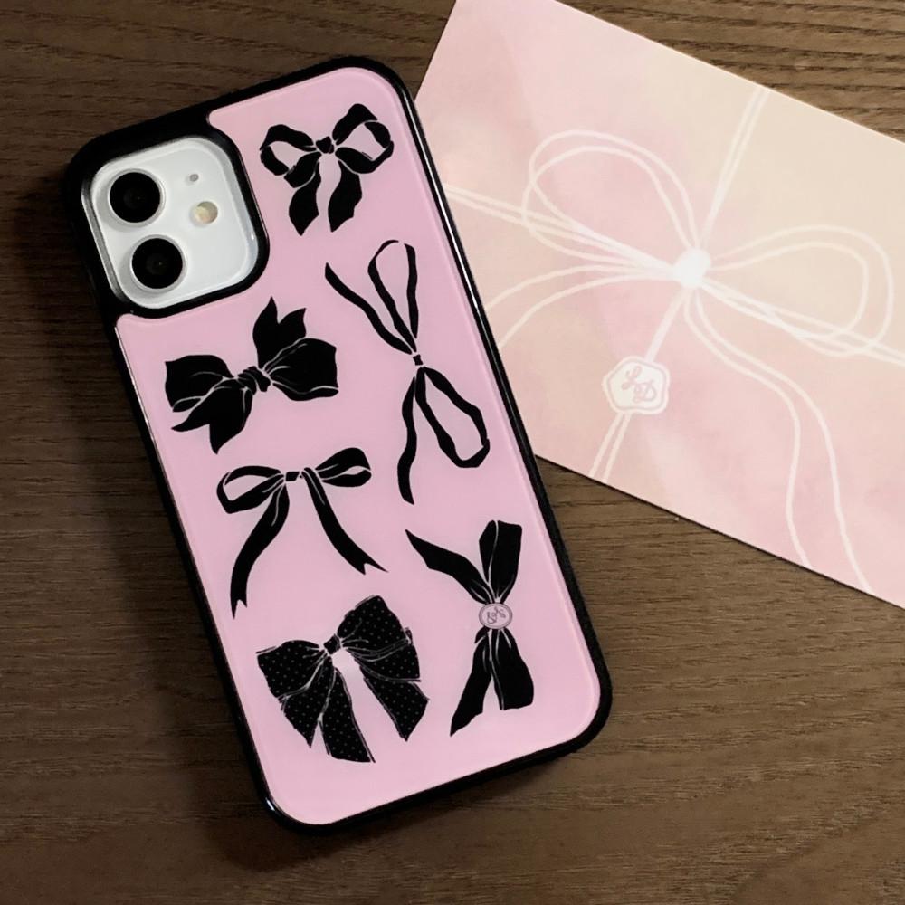 Classic Ribbon | 유광&무광 글라스 범퍼 폰케이스 - 핑크 (글라스, 맥세이프 글라스)