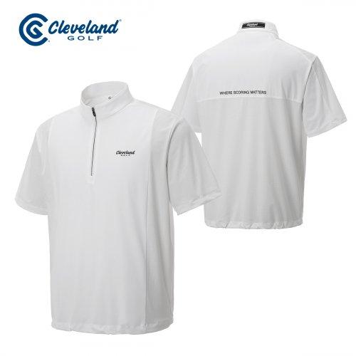 트리코트 메쉬배색 오버핏 남성 반집업 반팔 골프티셔츠_CGMTS32242WH