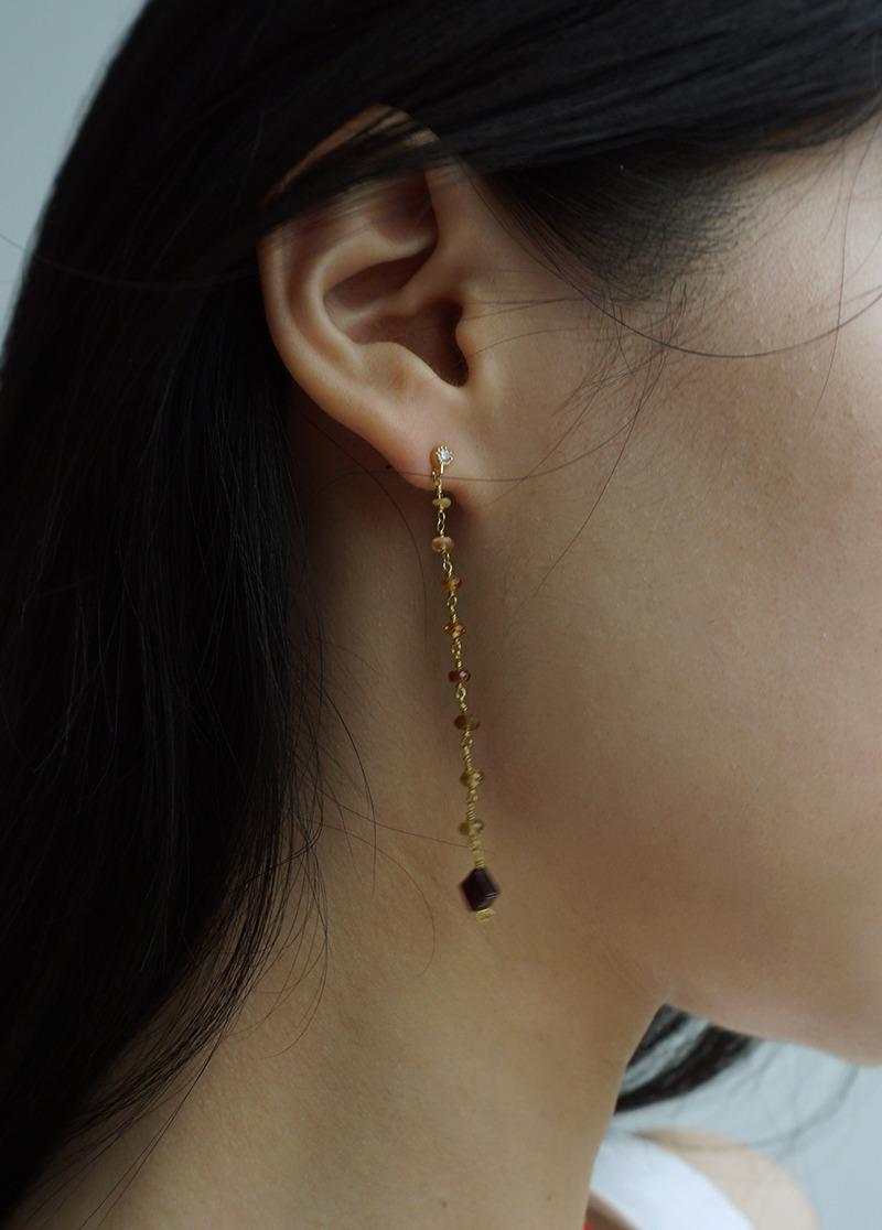 [E572] [silver] brown garnet citrine earring /  원석 귀걸이 시선