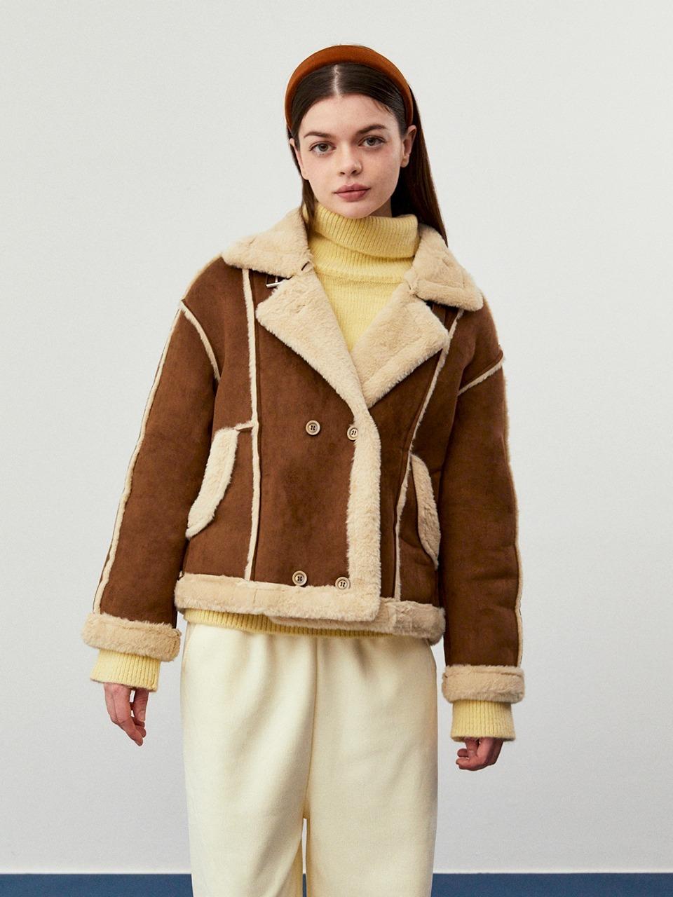 카라 무스탕 (베이지)