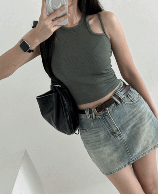 예핏 [벨트세트]웨스턴 빈티지워싱 y2k 청치마 데님치마바지