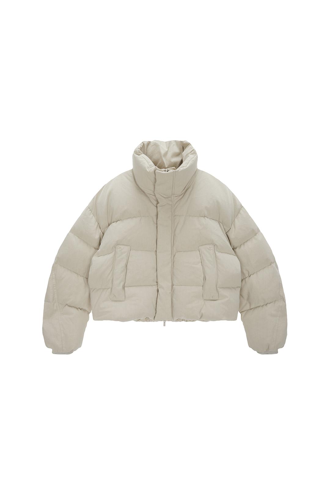 COTTON WASHED PUFFER DUCK DOWN JUMPER IN BEIGE
